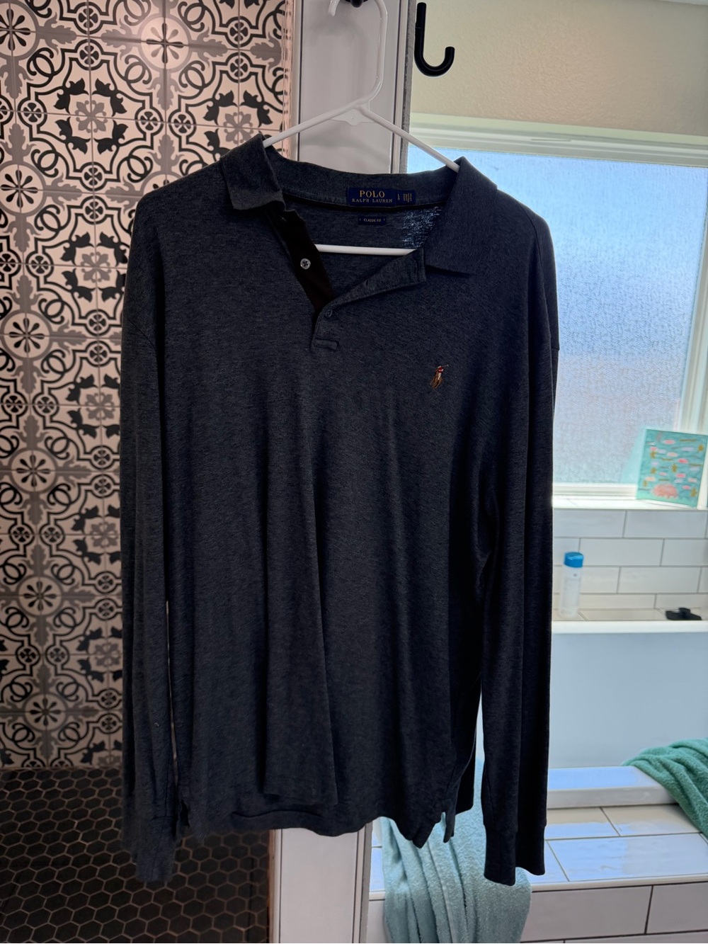 Polo by Ralph Lauren Men's Long-Sleeve Polo Shirt - Charcoal Gray
